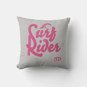 Surf Rider Quote Monogram roze Black Trendy Kussen