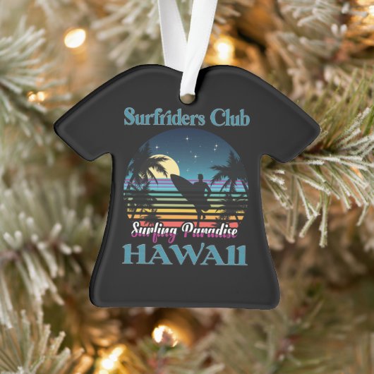 Surf riders Club, Surfing Paradise, Hawaii Ornament (Boom)