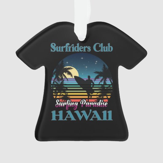 Surf riders Club, Surfing Paradise, Hawaii Ornament (voorkant)