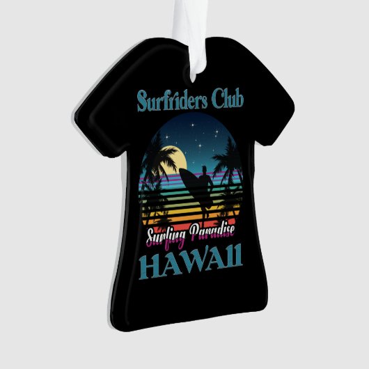 Surf riders Club, Surfing Paradise, Hawaii Ornament (voorkant)