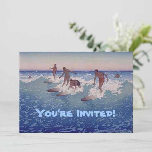 "Surf-Riders, Honolulu" - uitnodiging van Birthday (Staand voorkant)