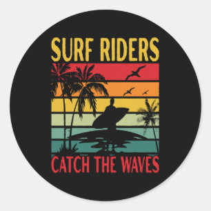 Surf Riders Vangen de Golven Ronde Sticker