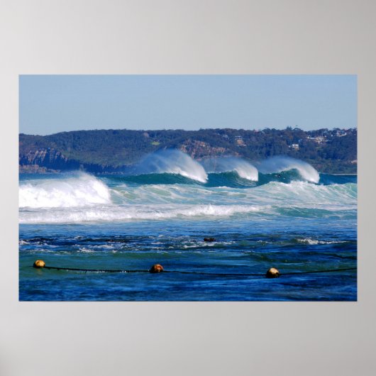 Surf Rolling In - Newcastle Beach NSW Australia Poster (Voorkant)