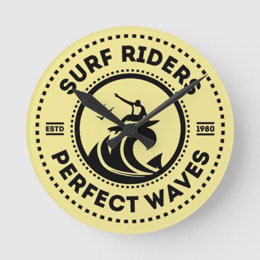 Surf Ruiters Retro Badge wandklok (Voorkant)