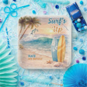 Surf’s Up Retro Beach Birthday Party  Papieren Bordje (Feest)
