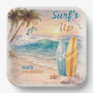 Surf’s Up Retro Beach Birthday Party  Papieren Bordje