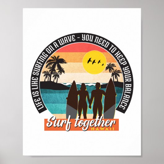 Surf samen - Houd uw balans Poster (Voorkant)