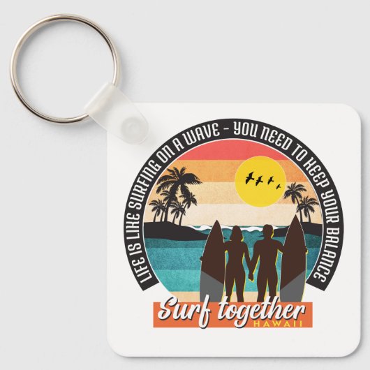 Surf samen - Houd uw balans Sleutelhanger (Voorkant)
