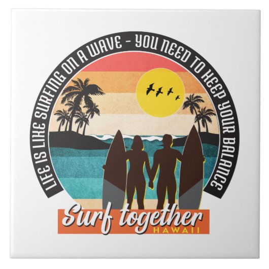 Surf samen - Houd uw balans Tegeltje (Voorkant)