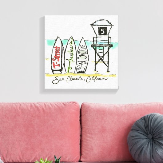 Surf San Clemente Canvas kunst aan de muur (Insitu (Woonkamer))