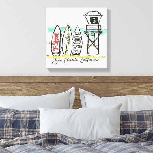 Surf San Clemente Canvas kunst aan de muur (Insitu (Slaapkamer))