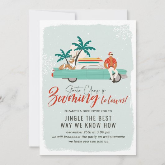 Surf Santa Claus | Virtuele kerstfeestdag Kaart (Voorkant)