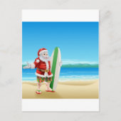 Surf Santa op het strand Feestdagenkaart (Voorkant)