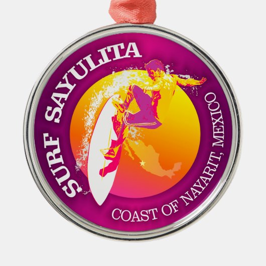 Surf Sayulita Metalen Ornament (Voorkant)
