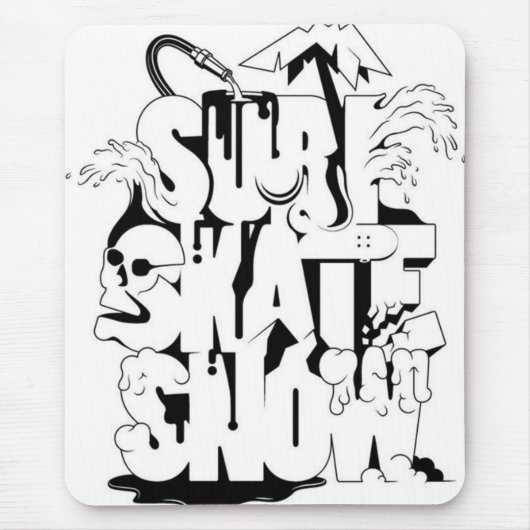 Surf Schaats Sneeuwmousepad Muismat (Voorkant)