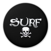 Surf Schedel zwart keramische knop (Voorkant)