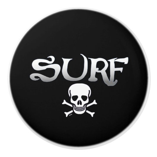 Surf Schedel zwart keramische knop (Voorkant)