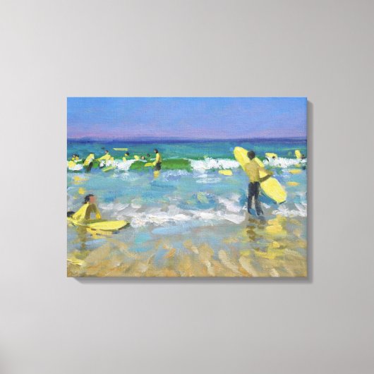 Surf School at St. Ives Canvas Afdruk (Voorkant)