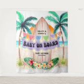 Surf & Sea Baby Aan Boord Beach Baby Shower  Wandkleed (Voorkant)