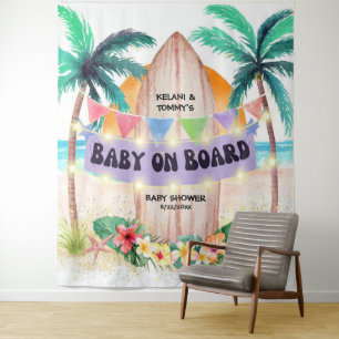 Surf & Sea Baby Aan Boord Strand Baby Shower  Wandkleed