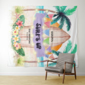 Surf & Sea | Surf's Up Beach Verjaardag Wandkleed (In Situ (horizontaal))