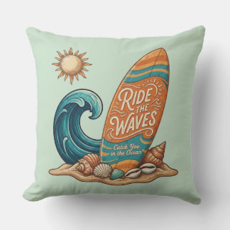 Surf & Sea: Vintage Surfing Quote Worpkussen Kussen