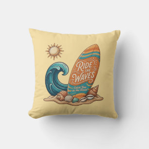 Surf & Sea: Vintage Surfing Quote Worpkussen Kussen