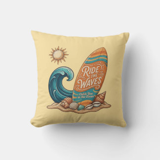 Surf & Sea: Vintage Surfing Quote Worpkussen Kussen