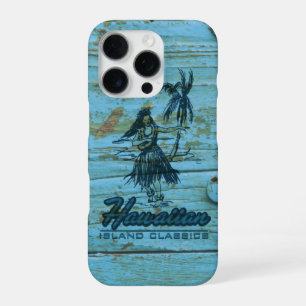 Surf Shack Hawaiaans Nep Hout Turquoise iPhone 16 Pro Hoesje
