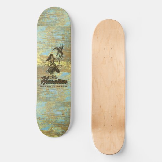 Surf Shack Hawaiian Faux Wood Persoonlijk Skateboard (Voorkant)