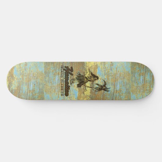 Surf Shack Hawaiian Faux Wood Persoonlijk Skateboard (Horizontaal)