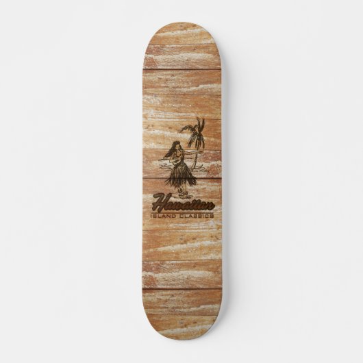Surf Shack Hawaiian Faux Wood Skateboard (Voorkant)
