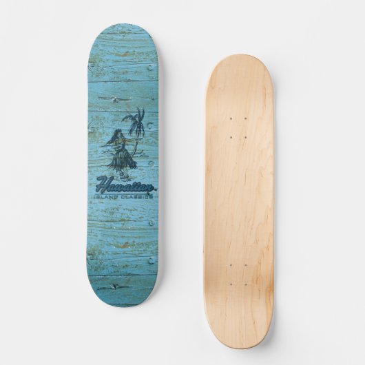 Surf Shack Hawaiian Faux Wood Skateboard (Voorkant)