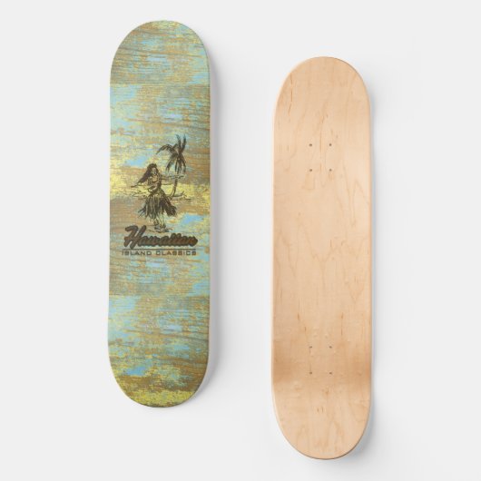 Surf Shack Hawaiian Faux Wood Skateboard (Voorkant)