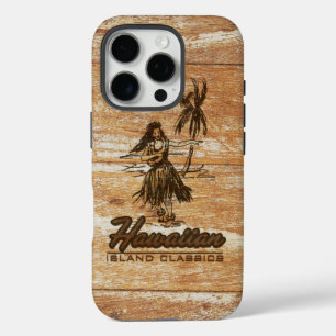 Surf Shack Hawaiian Faux Wood Surfboard iPhone 16 Pro Hoesje