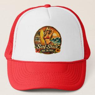 Surf Shack Surfer Pin-Up   Ride The Wave Strand Trucker Pet