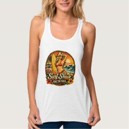 Surf Shack Surfer Pin-Up | Ride The Waves Beach Tanktop