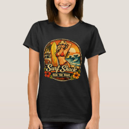 Surf Shack Surfer Pin-Up | Ride The Waves Strand T-shirt