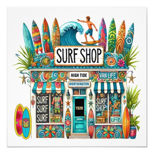 SURF SHOP FOTO AFDRUK (Voorkant)