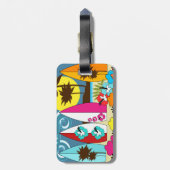 Surf Shop Surfred Ocean Beach Surfboards Palm Tree Bagagelabel (Achterkant verticaal)