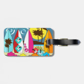 Surf Shop Surfred Ocean Beach Surfboards Palm Tree Bagagelabel (Achterkant horizontaal)