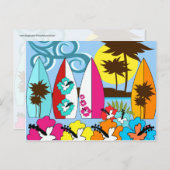 Surf Shop Surfred Ocean Beach Surfboards Palm Tree Briefkaart (Voorkant / Achterkant)