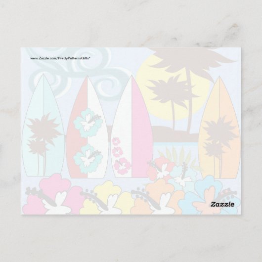 Surf Shop Surfred Ocean Beach Surfboards Palm Tree Briefkaart (Achterkant)