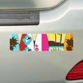 Surf Shop Surfred Ocean Beach Surfboards Palm Tree Bumpersticker (Op auto)
