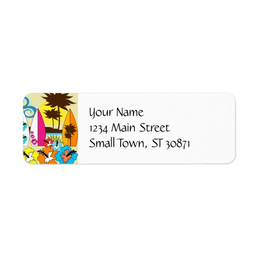 Surf Shop Surfred Ocean Beach Surfboards Palm Tree Etiket (Voorkant)