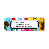 Surf Shop Surfred Ocean Beach Surfboards Palm Tree Etiket (Voorkant)