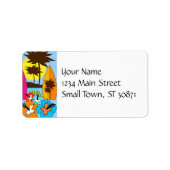 Surf Shop Surfred Ocean Beach Surfboards Palm Tree Etiket (Voorkant)