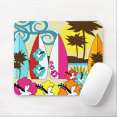 Surf Shop Surfred Ocean Beach Surfboards Palm Tree Muismat (Met muis)