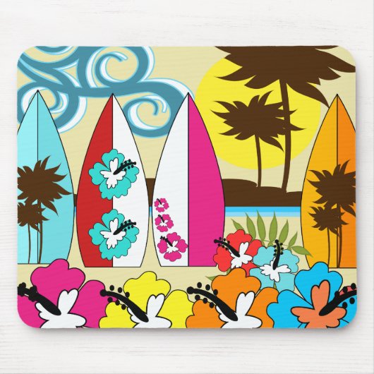 Surf Shop Surfred Ocean Beach Surfboards Palm Tree Muismat (Voorkant)