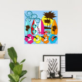 Surf Shop Surfred Ocean Beach Surfboards Palm Tree Poster (Thuiskantoor)